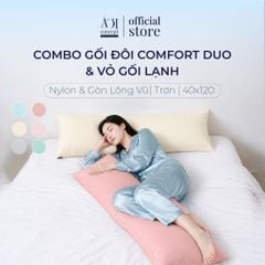  Combo Gối Đôi Comfort Duo và Vỏ Gối Lạnh | 40 x 120cm | Trơn | 6 Màu 