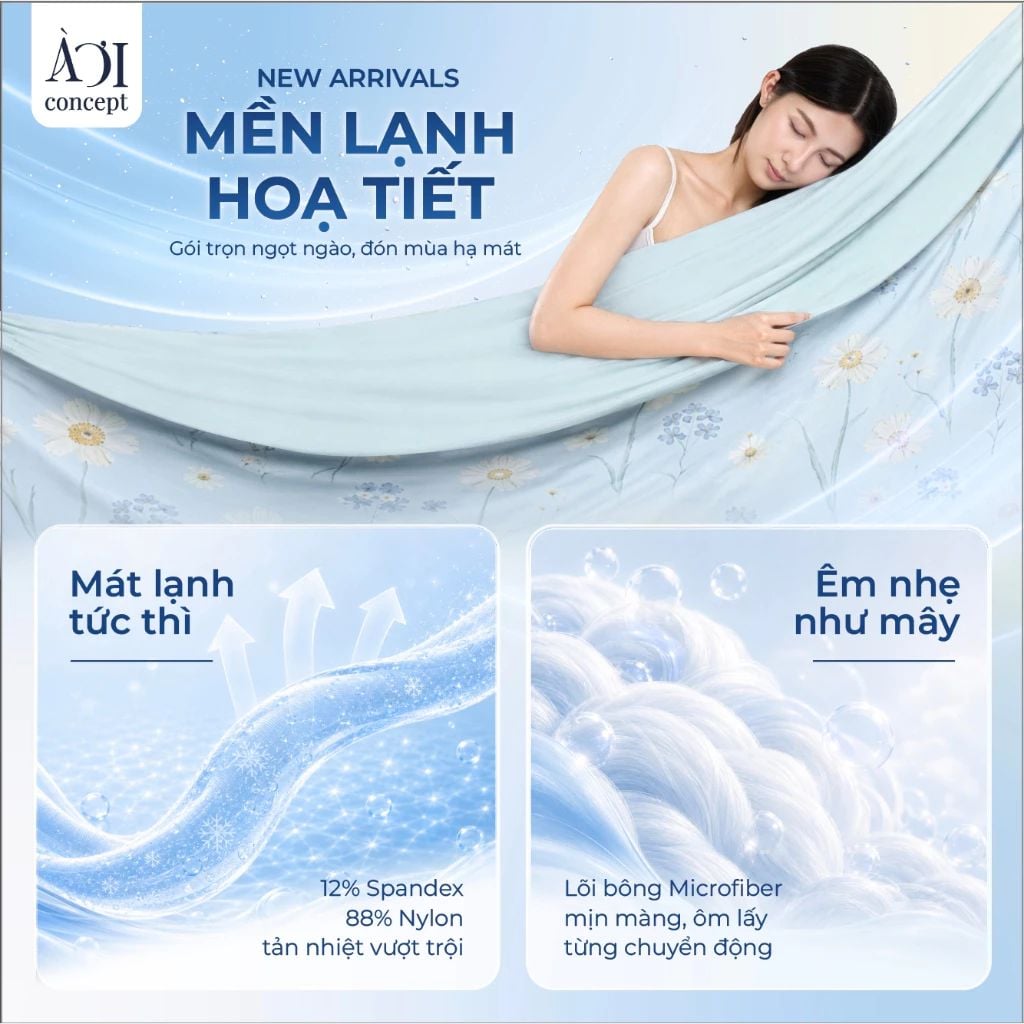  Chăn Mền Lạnh Cool Blanket Lõi Bông Microfiber Mát Lạnh Màu Trơn, Họa Tiết, Phối Màu Từ 1m2, 1m6 Đến 2m2 