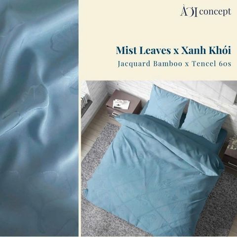  Bộ chăn ga gối | Tencel dệt kim | 5 món | 160x200cm, 180x200cm, 200x220cm | Mist Leaves x Tencel 60s | Mềm mại, Kháng khuẩn, Thấm hút | À Ơi Concept 