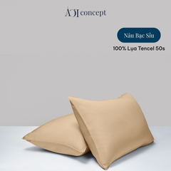  Vỏ gối nằm trơn | Lụa Tencel 50s | 50cmx70cm | Nâu Bạc Sỉu | Mềm mại | VGTC000019 | À Ơi Concept 