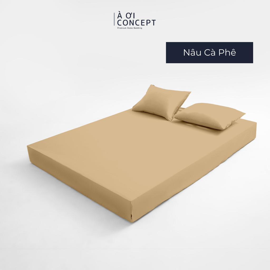 Bộ ga giường & 2 vỏ gối Tencel 60s [ Nâu Cà Phê ] À ƠI CONCEPT