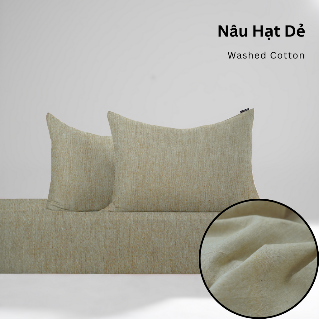 Bộ ga gối 3 món Washed Cotton [ Nâu Hạt Dẻ ] À ƠI CONCEPT