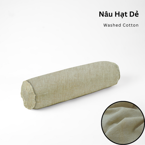 Vỏ Gối Ôm Washed Cotton | Size 37x100cm | Nâu Hạt Dẻ 