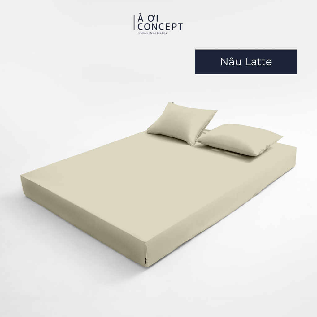 Bộ ga giường & 2 vỏ gối Tencel 60s [ Nâu Latte ] À ƠI CONCEPT