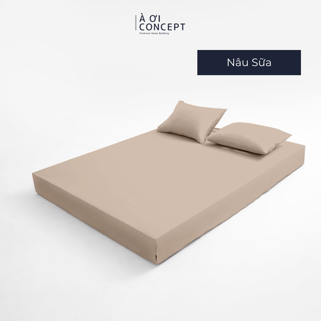 Bộ ga giường & 2 vỏ gối Tencel 60s [ Nâu Sữa ] À ƠI CONCEPT