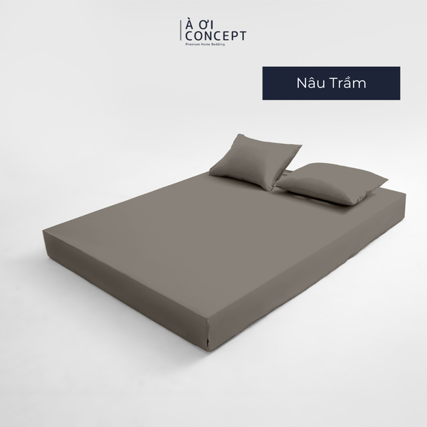  Bộ ga giường & 2 vỏ gối Tencel 60s [ Nâu Trầm] À ƠI CONCEPT 