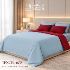  Bộ chăn ga gối Tencel 60s [Xanh Hannah x Đỏ Nhung] À ƠI CONCEPT 
