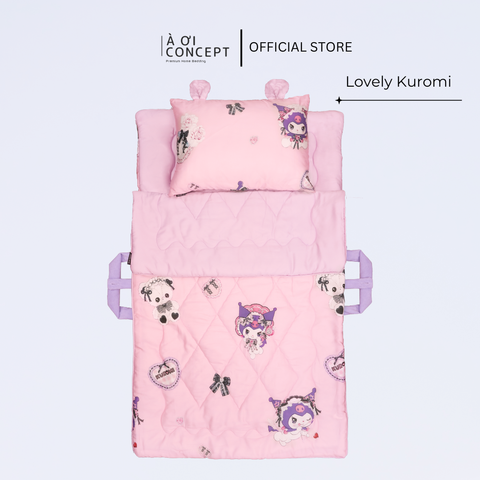  Bộ chăn gối nệm cho bé Tencel 60s, Họa tiết [ Lovely Kuromi] 