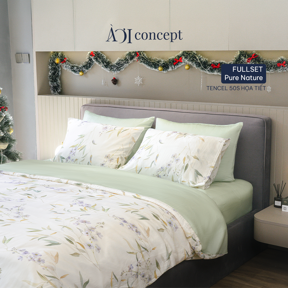 Bộ chăn ga gối 5 món Hoạ Tiết | Tencel 50s | Pure Nature | À Ơi Concept