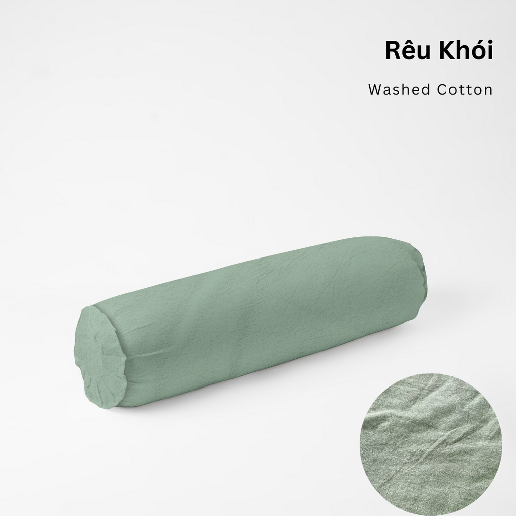 Vỏ Gối Ôm Washed Cotton | Size 37x100cm | Rêu Khói