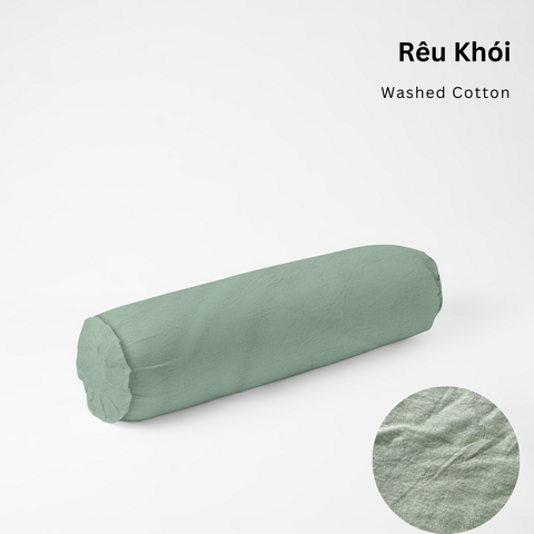  Vỏ Gối Ôm Washed Cotton | Size 37x100cm | Rêu Khói 