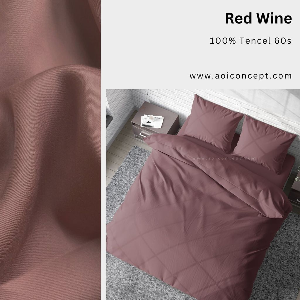 Bộ chăn ga gối Tencel Trơn | 5 món | Red Wine | À Ơi Concept