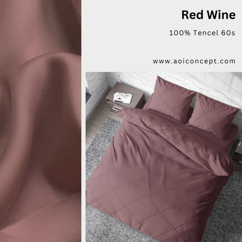  Bộ chăn ga gối Tencel Trơn | 5 món | Red Wine | À Ơi Concept 