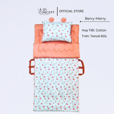 Bộ chăn gối nệm cho bé Tencel 60s, Họa tiết Cotton [ Nhiều Họa Tiết ]