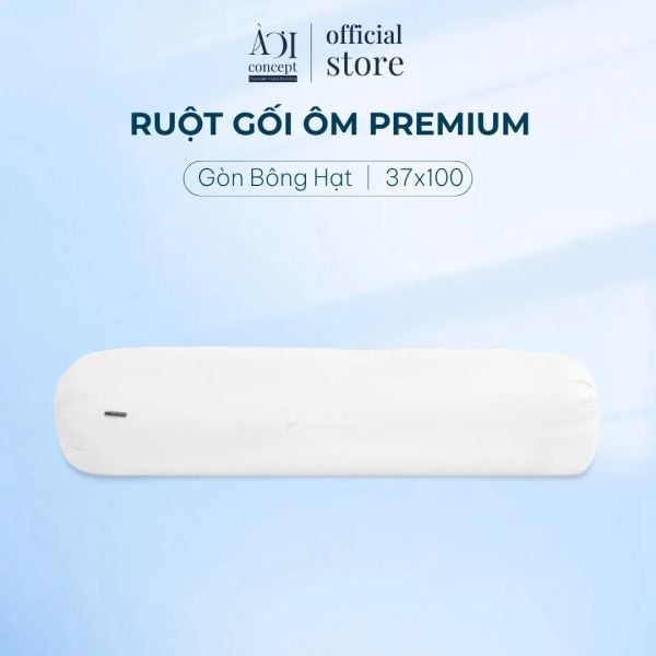  Ruột Gối Ôm Gòn Bi Bông Hạt Premium mềm mại | Vỏ cotton | 37 x 100 cm| Màu trắng 
