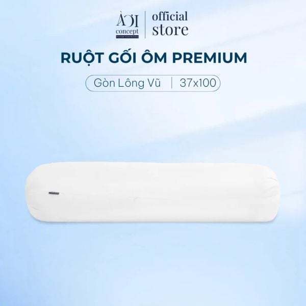  Ruột Gối Ôm Gòn Lông Vũ Premium | 37 x 100 cm| Vỏ Gối Cotton| Màu Trắng 