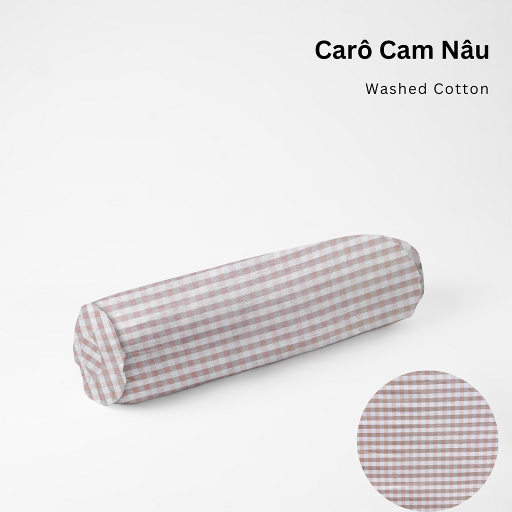 Vỏ Gối Ôm Washed Cotton | Size 37x100cm | Sọc Cam Nâu