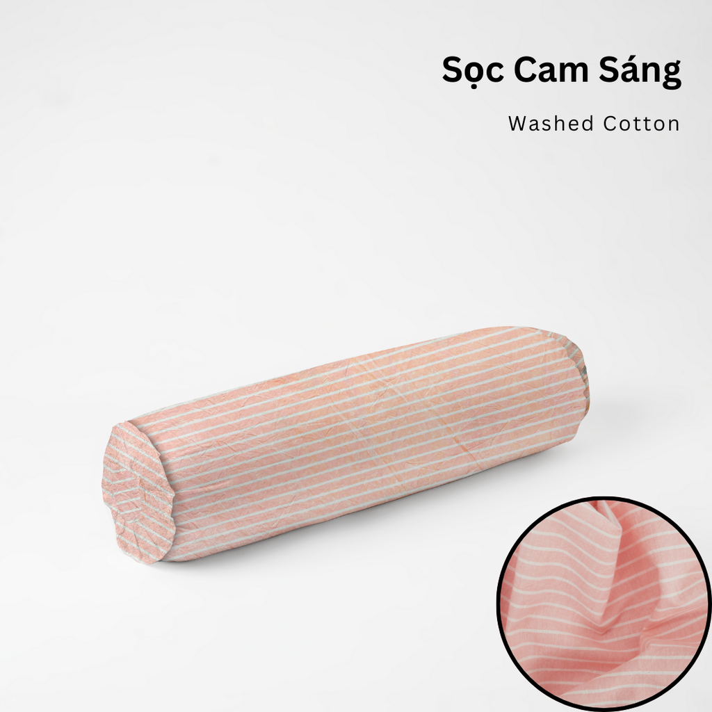 Vỏ Gối Ôm Washed Cotton | Size 37x100cm | Sọc Cam Sáng
