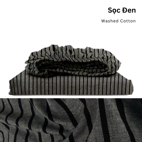  Drap giường Washed Cotton [ Sọc Đen ] 