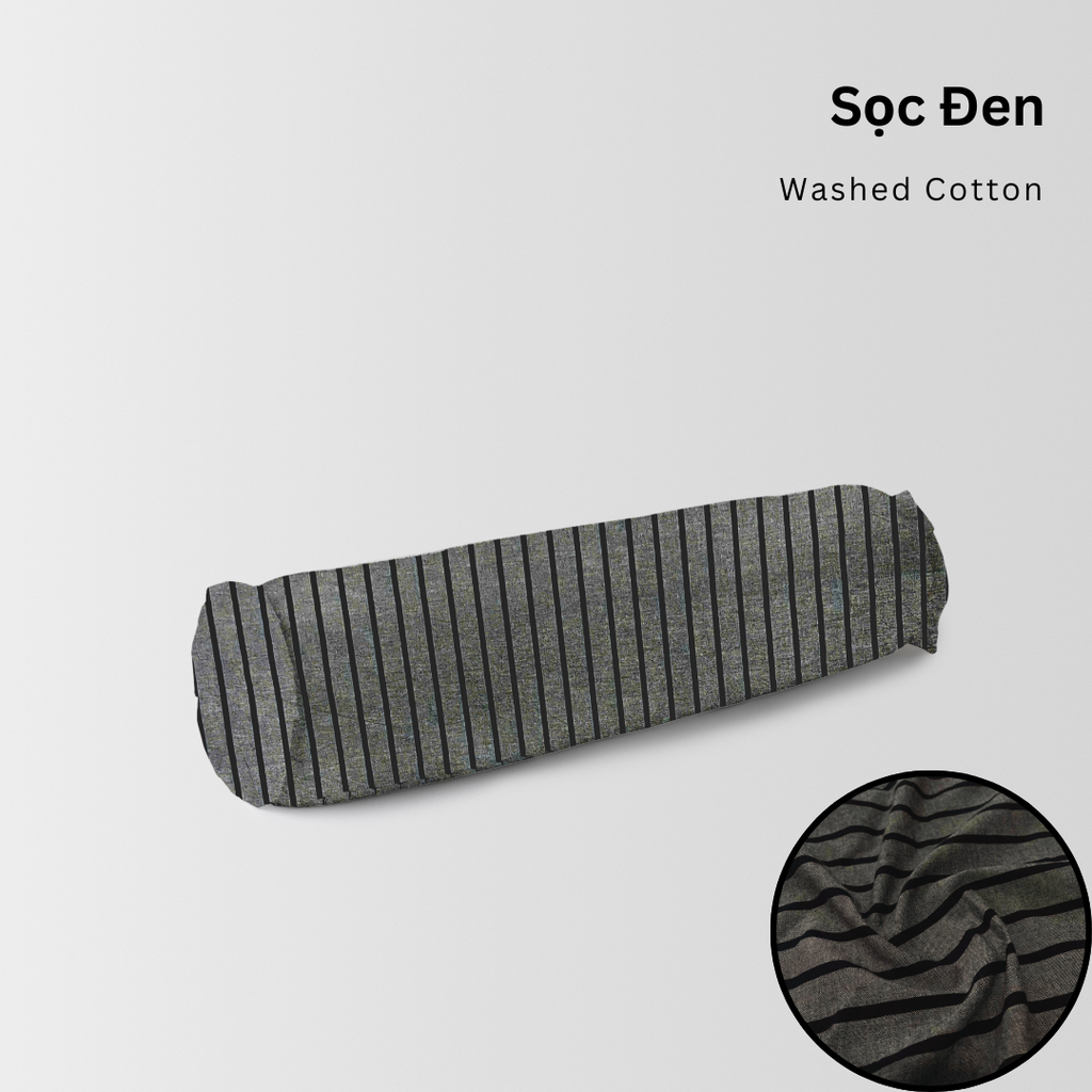 
                    
                    Vỏ Gối Ôm Washed Cotton | Size 37x100cm | Sọc Đen
                    
                    