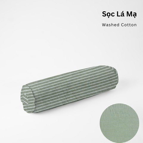  Vỏ Gối Ôm Washed Cotton | Size 37x100cm | Sọc Lá Mạ 