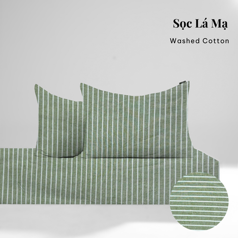  Bộ ga gối 3 món Washed Cotton [ Sọc Lá Mạ ] À ƠI CONCEPT 