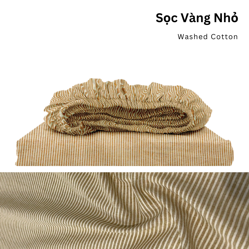 Drap giường Washed Cotton [ Sọc Vàng Nhỏ ]