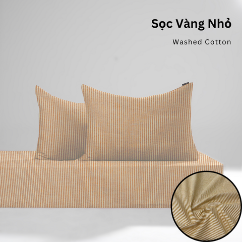  Bộ ga gối 3 món Washed Cotton [ Sọc Vàng Nhỏ ] À ƠI CONCEPT 