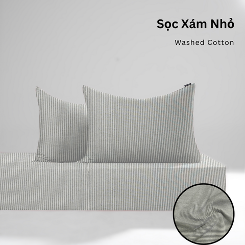  Bộ ga gối 3 món Washed Cotton [ Sọc Xám Nhỏ ] À ƠI CONCEPT 