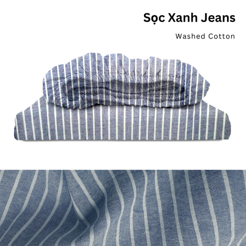  Drap giường Washed Cotton [ Sọc Xanh Jean ] 