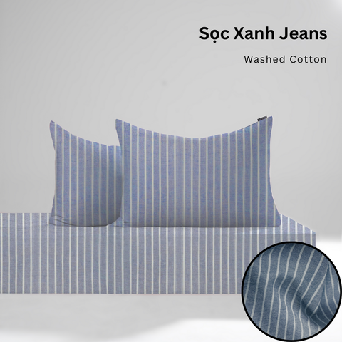  Bộ ga gối 3 món Washed Cotton [ Sọc Xanh Jeans ] À ƠI CONCEPT 