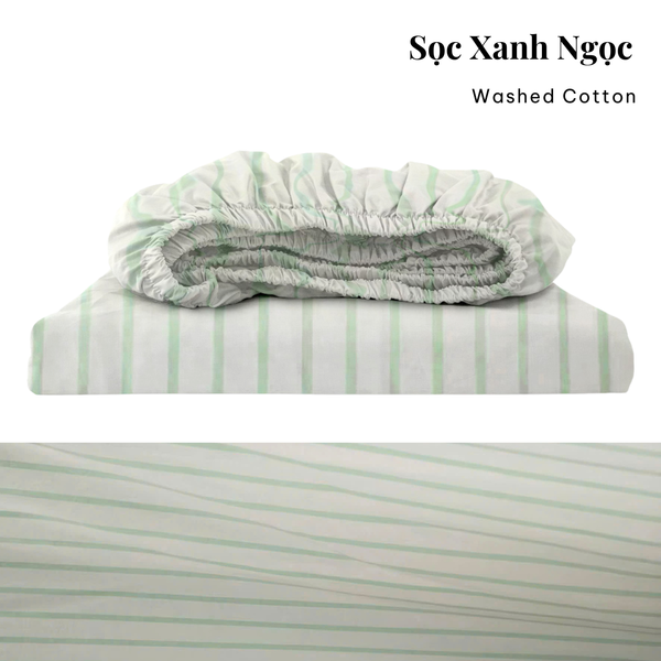  Drap giường Washed Cotton [ Sọc Xanh Ngọc ] 