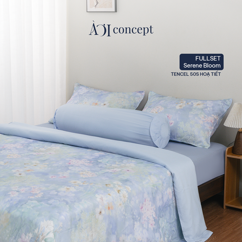  Bộ chăn ga gối 5 món Hoạ Tiết | Tencel 50s [ Serene Bloom] À Ơi Concept 