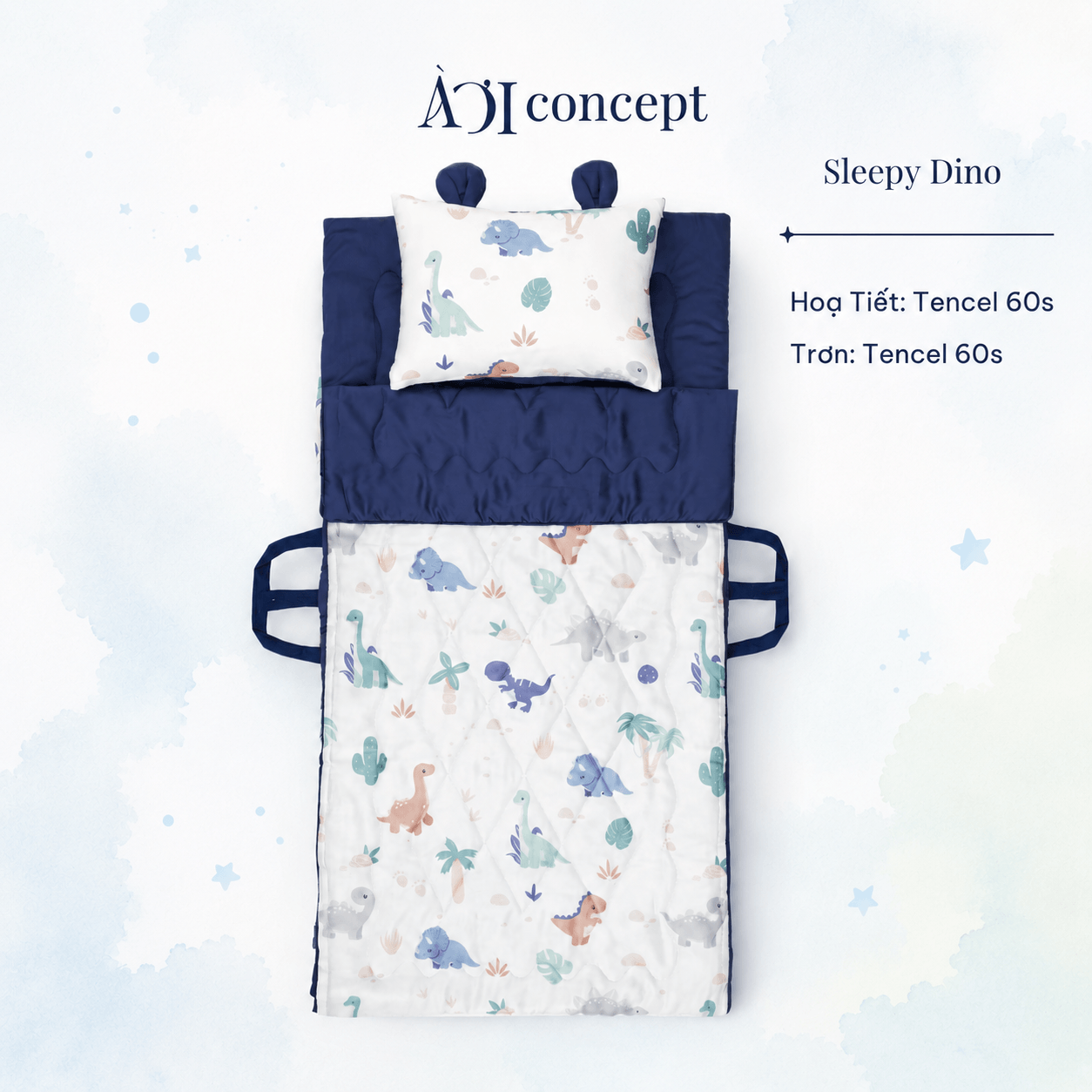  Bộ chăn gối nệm cho bé Tencel 60s [ Nhiều Họa tiết ] 