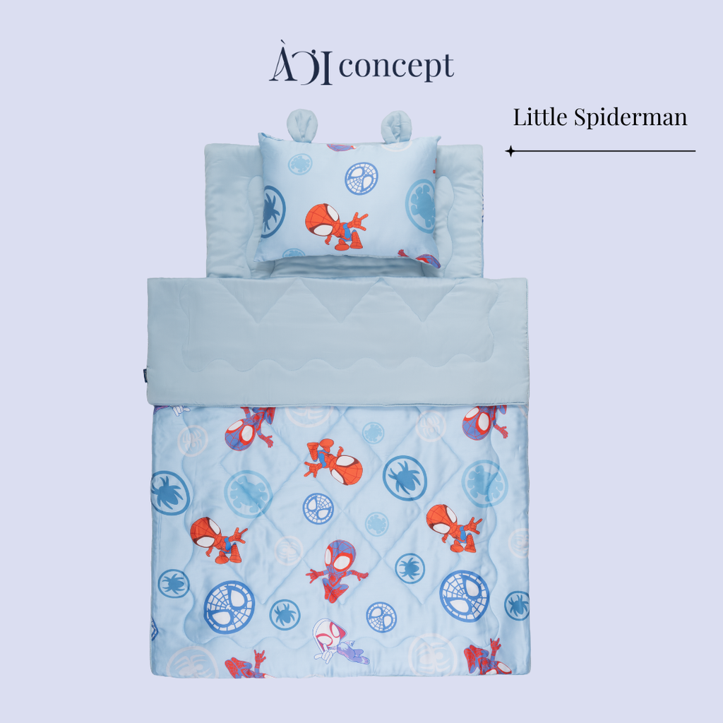 Bộ chăn gối nệm cho bé ( Mền lớn) Tencel 60s, Họa tiết [ Little Spiderman ]
