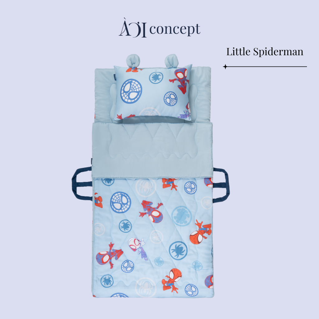 Bộ chăn gối nệm cho bé Tencel 60s, Họa tiết [ Little Spiderman ]