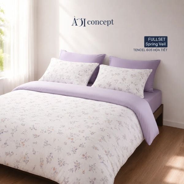  Bộ chăn ga gối Tencel 60s, họa tiết [Spring Veil] À ƠI CONCEPT 
