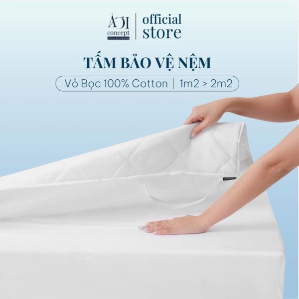  Tấm Bảo Vệ Nệm | Vỏ Cotton/Poly | 100, 120, 140, 160, 180, 200x220cm | Màu trắng 