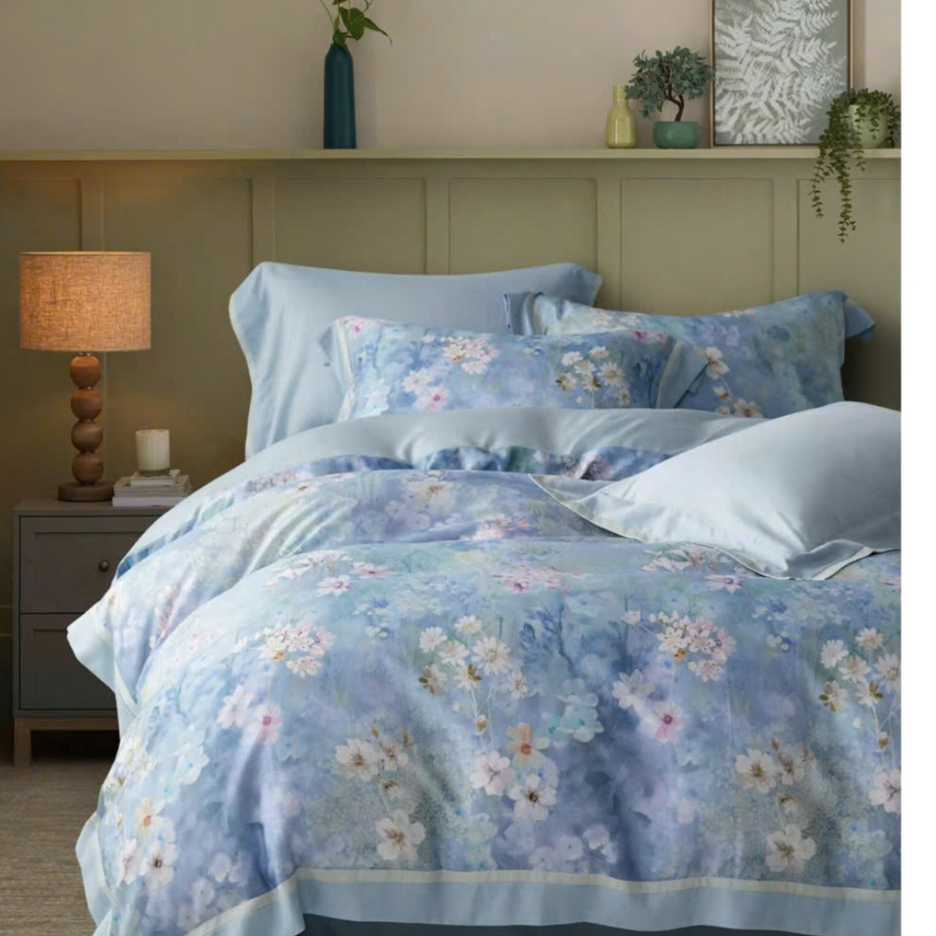 Bộ chăn ga gối 4 món Tencel 50s Hoạ Tiết [ Serene Bloom ] À Ơi Concept
