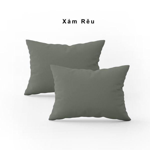  Vỏ gối nằm trơn | Cotton Satin Hàn Quốc | 50cmx70cm | Xám Rêu | Mềm mại | VGCT0015 | À Ơi Concept 