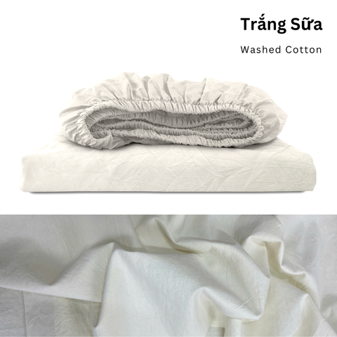  Drap giường Washed Cotton [ Trắng Sữa ] 