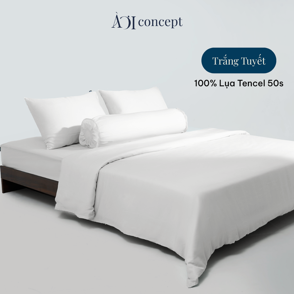  Bộ chăn ga gối 5 món Tencel 50s [ Trắng Tuyết ] À Ơi Concept 
