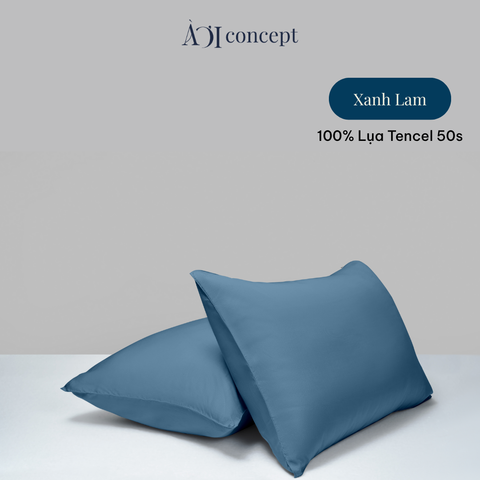  Vỏ gối nằm trơn | Lụa Tencel 50s | 50cmx70cm | Xanh Lam | Mềm mại | VGTC000017 | À Ơi Concept 