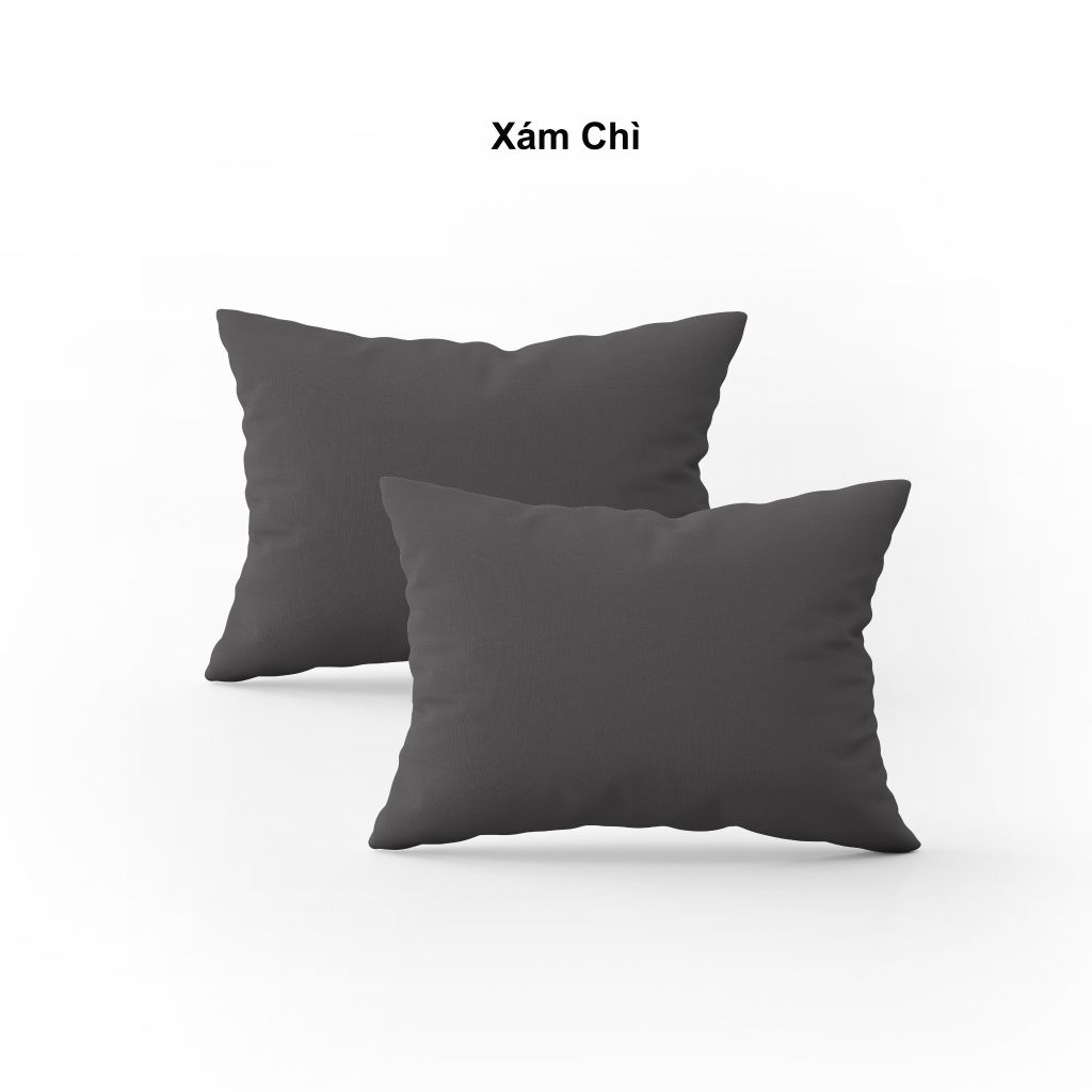 Vỏ gối nằm trơn | Cotton Satin Hàn Quốc | 50cmx70cm | Xám chì | Mềm mại | VGCT0012 | À Ơi Concept