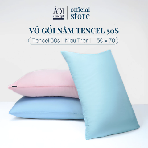 Vỏ gối nằm trơn | Lụa Tencel 50s | 50cmx70cm | Xanh Em Bé | Mềm mại | VGTC000018 | À Ơi Concept 
