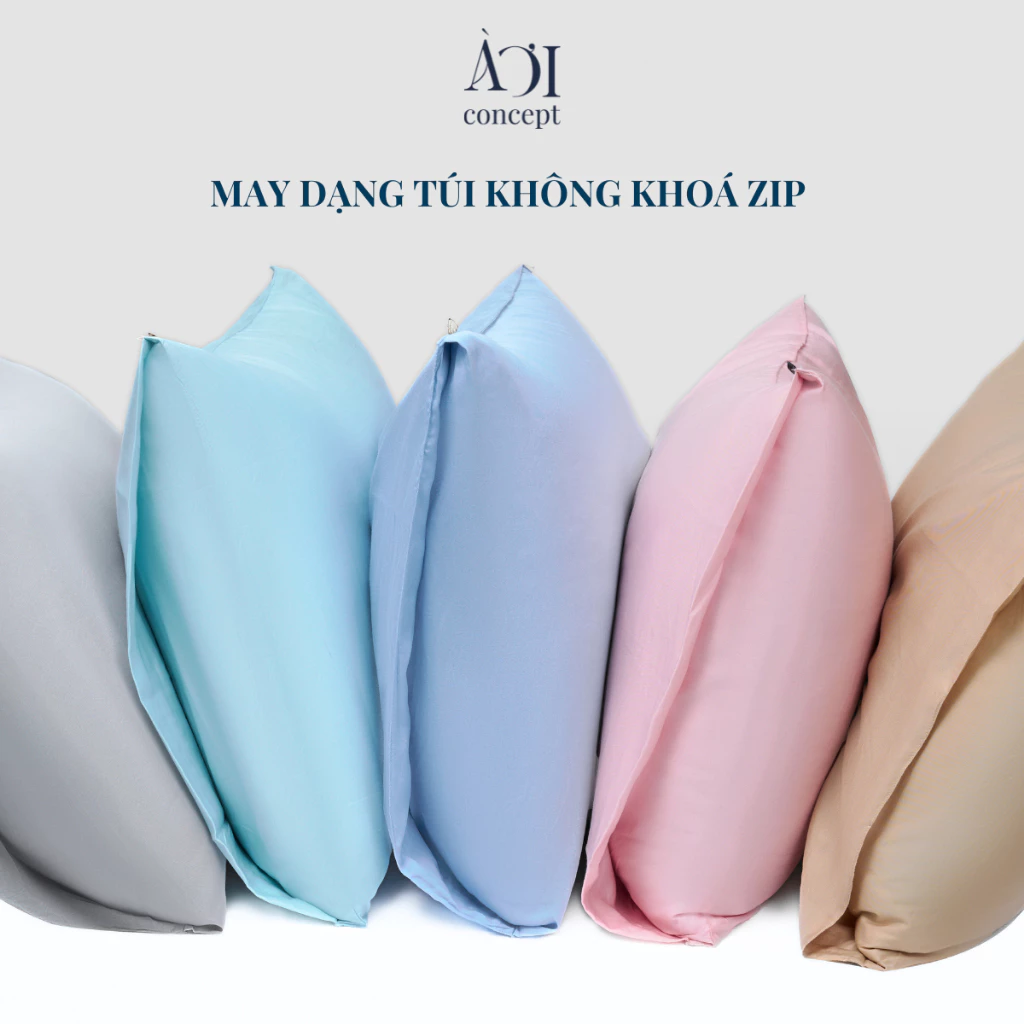 Vỏ gối nằm trơn | Lụa Tencel 50s | 50cmx70cm | Xanh Em Bé | Mềm mại | VGTC000018 | À Ơi Concept