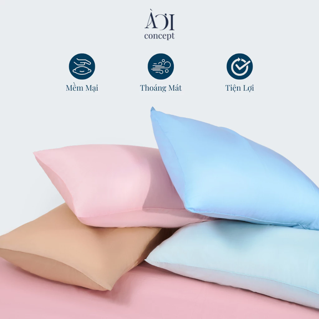 Vỏ gối nằm trơn | Lụa Tencel 50s | 50cmx70cm | Nâu Bạc Sỉu | Mềm mại | VGTC000019 | À Ơi Concept