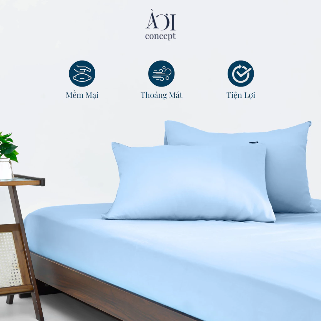 Vỏ gối nằm trơn | Lụa Tencel 50s | 50cmx70cm | Nâu Bạc Sỉu | Mềm mại | VGTC000019 | À Ơi Concept