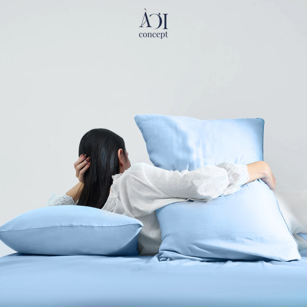 Vỏ gối nằm trơn | Lụa Tencel 50s | 50cmx70cm | Xanh Bạc Hà | Mềm mại | VGTC000015 | À Ơi Concept