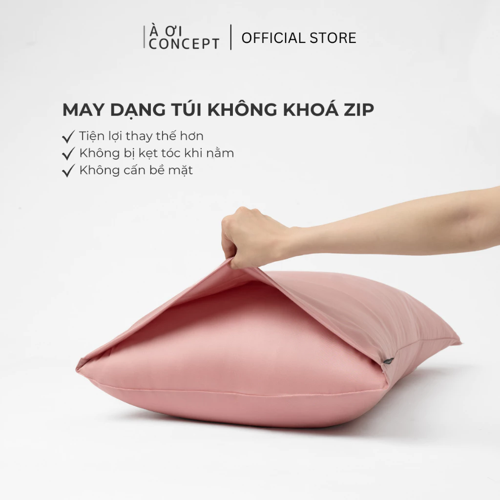 Vỏ gối nằm trơn | Cotton Satin Hàn Quốc | 50cmx70cm | Xanh Khói | Mềm mại | VGCT0020 | À Ơi Concept